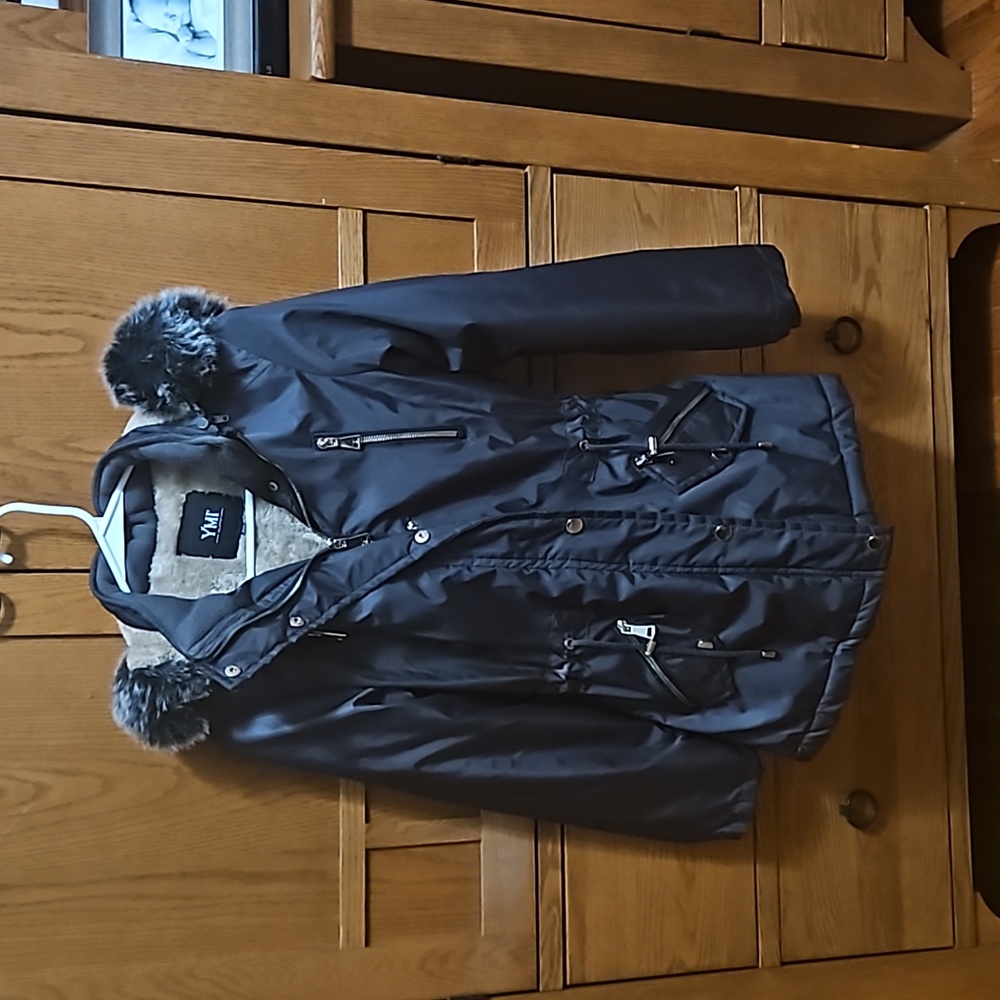YMI gray jacket with removable hood. Great condition. No flaws.